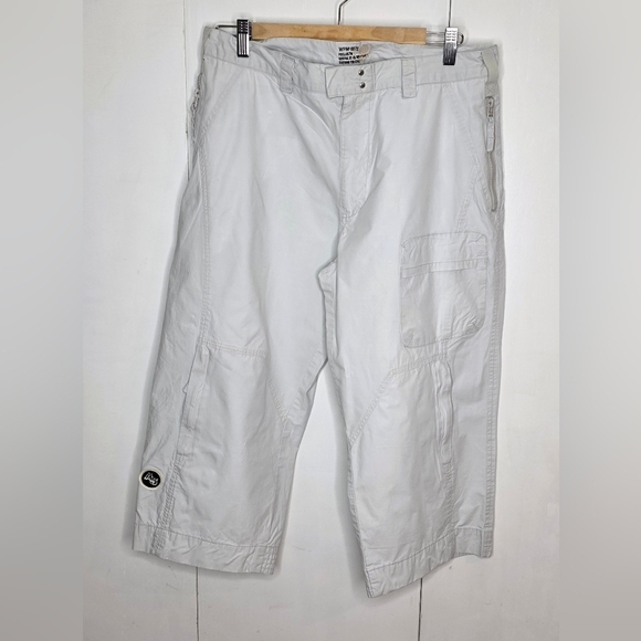 Men' White Cotton Capris Cargo Shorts, 34 waist, Like New, WPN brand - Picture 1 of 11